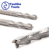 14 shank 3 flute solid carbide upcut spiral rougher end mill cnc router bit woodworking tools wood cutters milling cutter