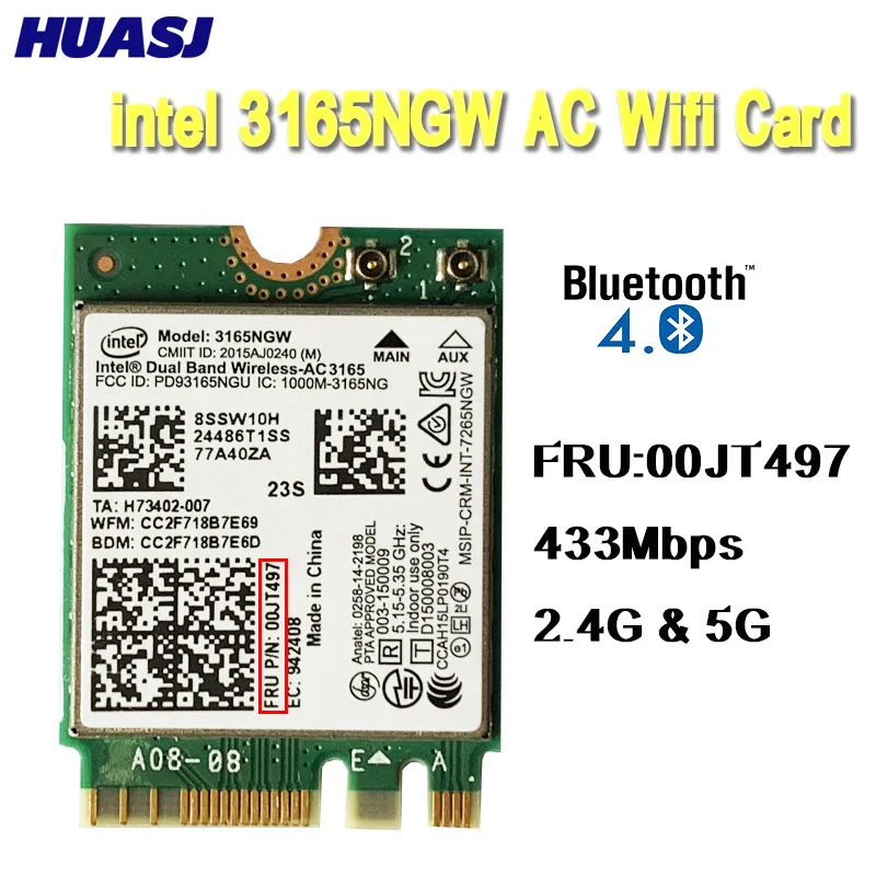Huasj Intel 00JT497 3165NGW беспроводной переменный ток двухдиапазонный для ноутбука Lenovo