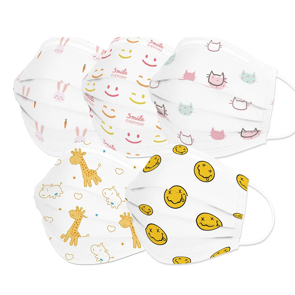 50 шт. Детские маски для рта одноразовые 3 слоя дышащие индивидуальные специальные