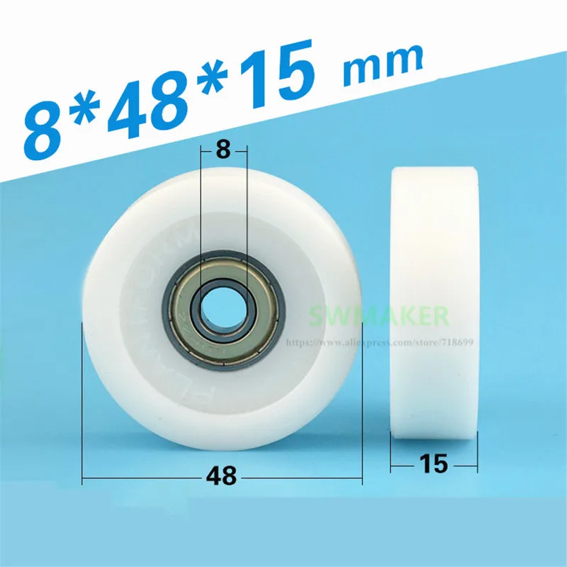 

10 шт. 8*48*15 мм 8*48*16 мм 608 пластиковое колесо/подшипниковый шкив/пассивное колесо, нестандартные аксессуары для автоматического дизайна, плоск...