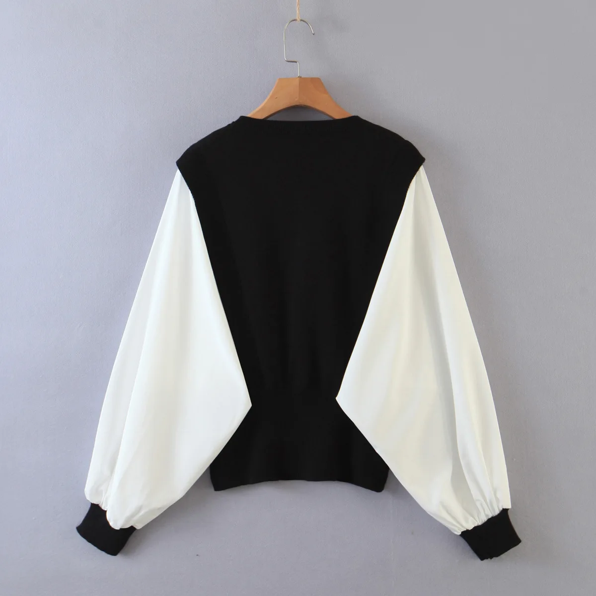 

Contrast Stitching Knitted Women O-neck Batwing Sleeve Sweater Pullovers Spring Autumn Basic Women Sweaters Pullover Slim Fit