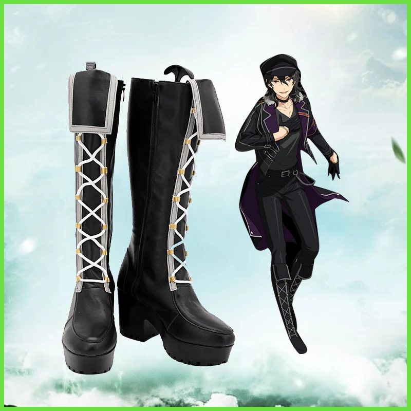 

CosplayLove Ensemble Stars Rei Sakuma Black Brown Cosplay Shoes Long Boots Leather Custom Made