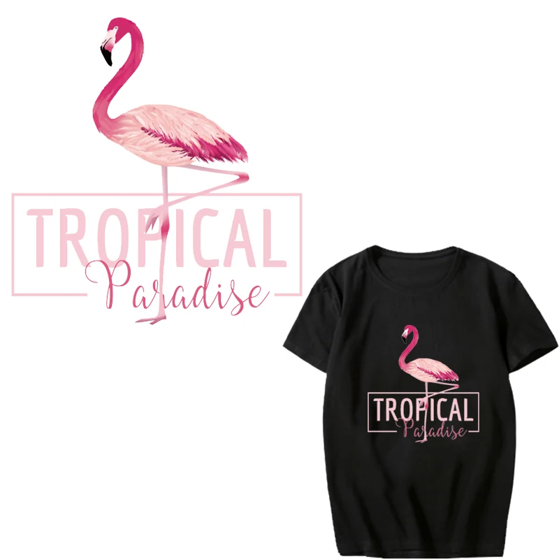 

Iron on Flamingo Patches for Girl Clothing Applique Heat Transfer Vinyl Letter Stickers Stripes Badge on Clothes DIY Heat Press