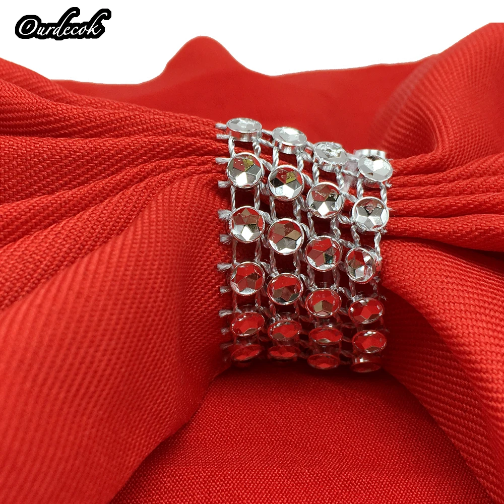 

50 Pcs/lot Rhinestone Elastic Bowknot Lycra Spandex Chair Bands Sash Convenience Wedding Party Banquet Decor Supply Free Ship