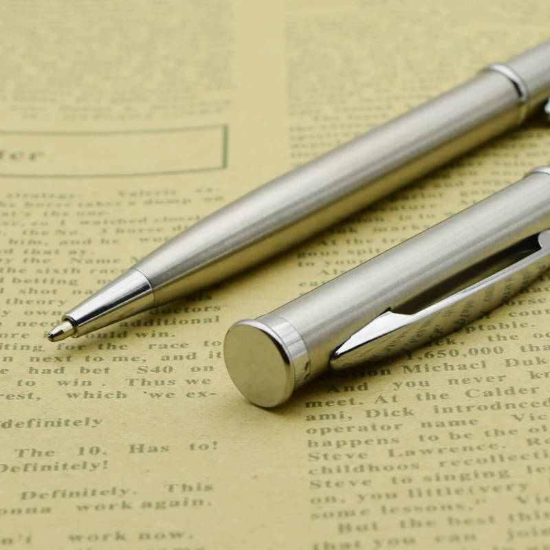 

Stainless Steel Material Metal Ballpoint Pen 0.7 mm Black Blue Point Twist Out Ballpen Office School Stationery Writing Tools