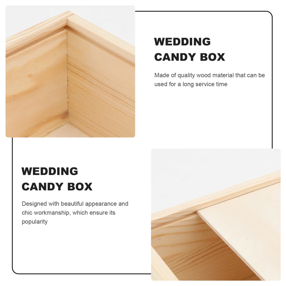

1pc Wedding Favor Box Lovely Candy Wooden Case Gift Box Party Supply (Khaki)