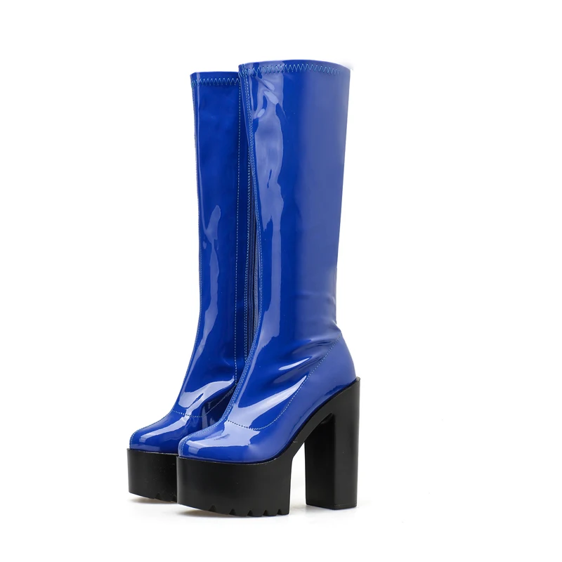 Bottines Femme/фиолетовые ботинки на высоком каблуке платформе в стиле панк с высоким