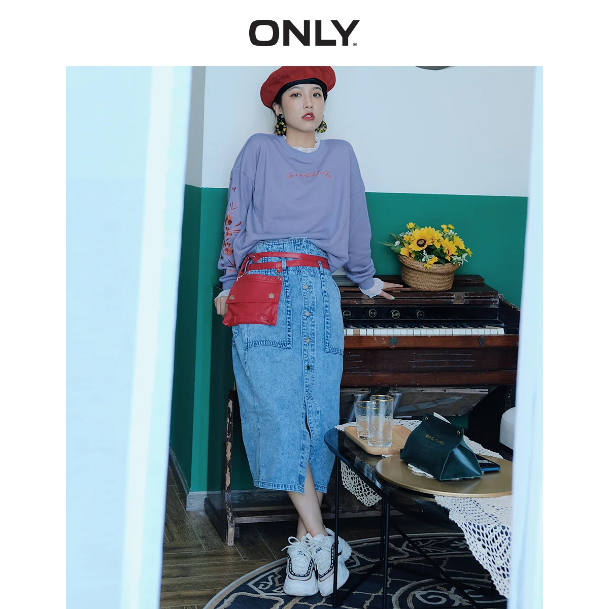 Женская прямая джинсовая юбка с высокой талией|Женские юбки| |