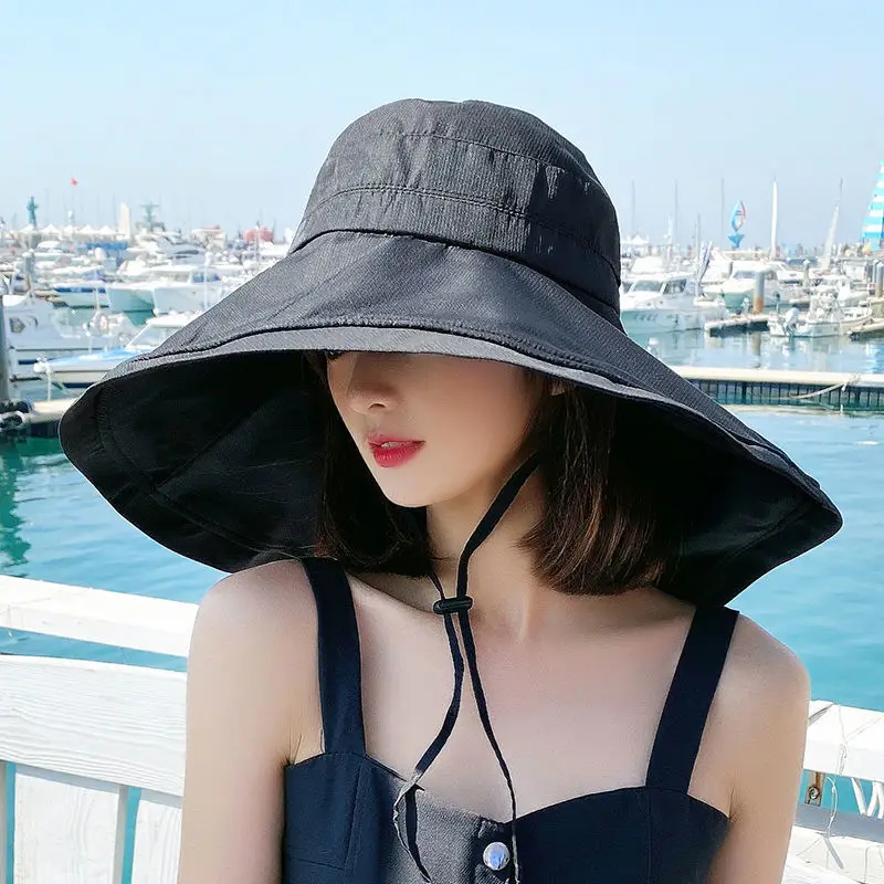 

Summer Sunshade Fisherman Hat Lady Oversize Sun Block Anti UV Big Brim