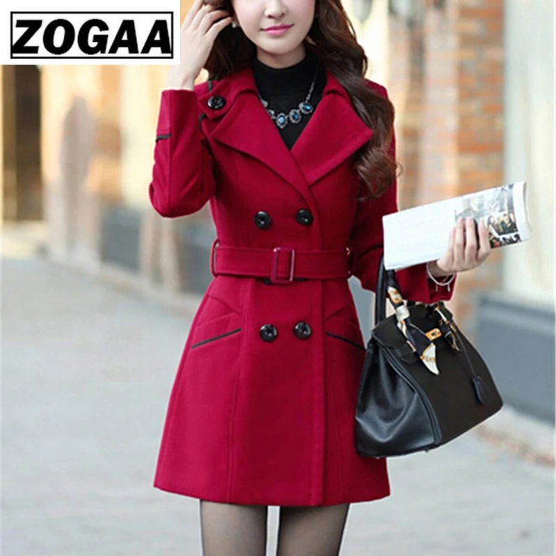 ZOGAA Женское шерстяное пальто зима-весна модный длинный Тренч женская теплая