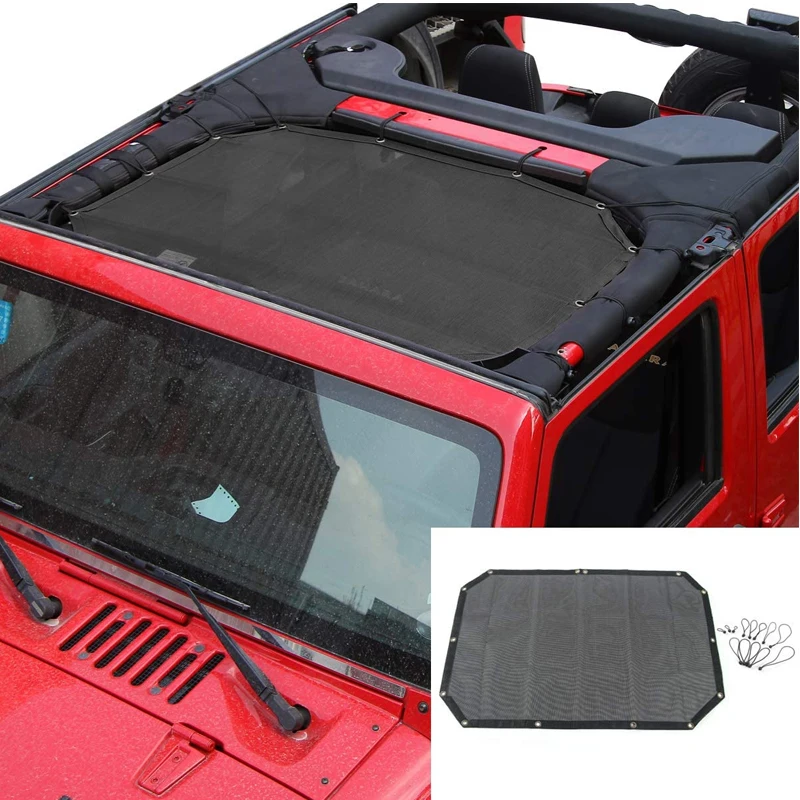 

Солнцезащитный сетчатый верхний чехол обеспечивает УФ-защиту от солнца для Jeep Wrangler JK JKU 2007-2018 (черный 2 и 4 двери)