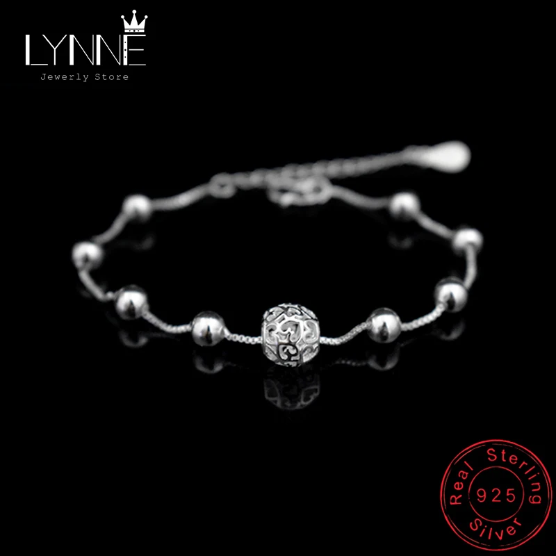 Женский браслет из серебра 925 пробы с круглыми бусинами|bracelet chain|pendant braceletbracelet fashion