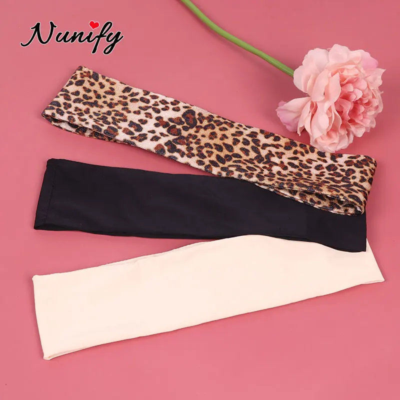 Nunify 5Pcs/Lot Headbands For Fixed Wig Black Sport Soft Swearproof Non Slip Wig Holder Band Ice Silk Comfertable Silk Hair Wrap