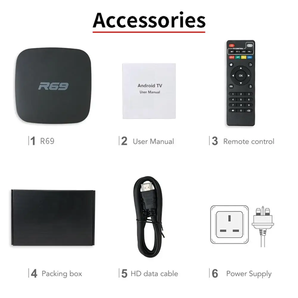 

4K Smart TV Box R69 2GB+16GB/1GB+8GB Youtube Media player TV Box Android Allwinner H3 Quad-Core 2.4G Wifi Set Top Box
