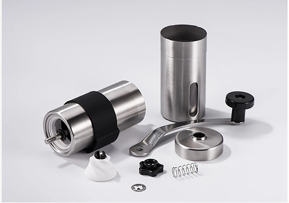 

2 Size Manual Ceramic Coffee Grinder Stainless Steel Adjustable Coffee Bean Mill With Rubber Loop Ring Easy Clean Kitchen Tools