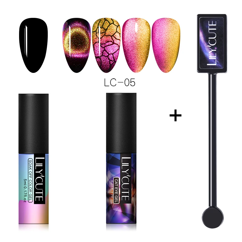 3pcs 5 LILYCUTE 9D Auroras ногтей Гель-лак «кошачий глаз» Гель-лак для использования с магнитом звездное небо замочить от УФ Магнитный Гель-лак для ногтей 5 мл - Цвет: 3pcs 5