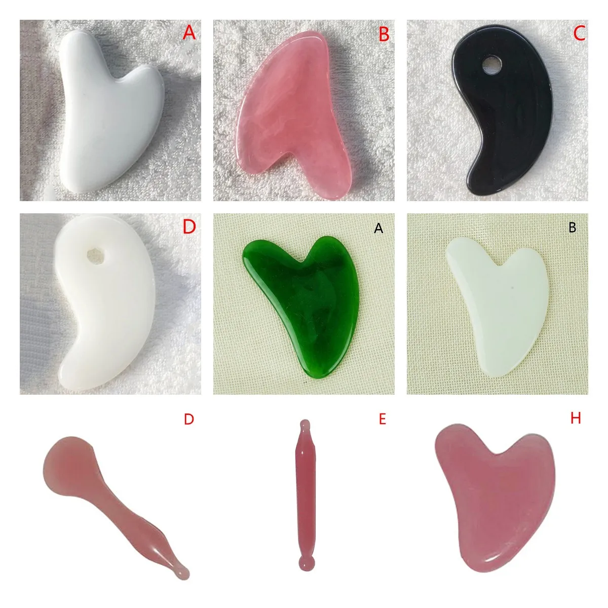 16 видов стилей нефрита гуаша скребок доска Массажная розовый кварц точильный