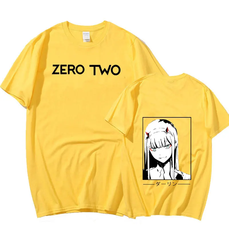 

Darling In The Franxx Tshirt Short Sleeved Zero Two Tee Tops O-neck Casual Anime T-shirt Manga Cotton Tee Shirt Cool Men Tshirt