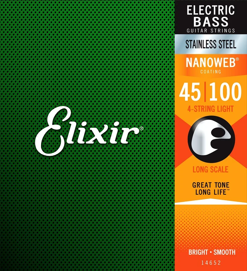 Струны Elixir из нержавеющей стали для бас-гитары с покрытием NANOWEB все модели | Спорт