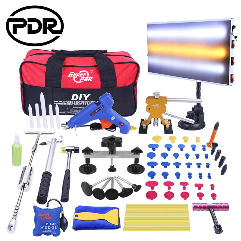 PDR Tools Paintless Dent Repair for Remove Dent Reverse Hammer LED Lamp Reflector Board Dent Puller Car Suction Cup Repair Kit