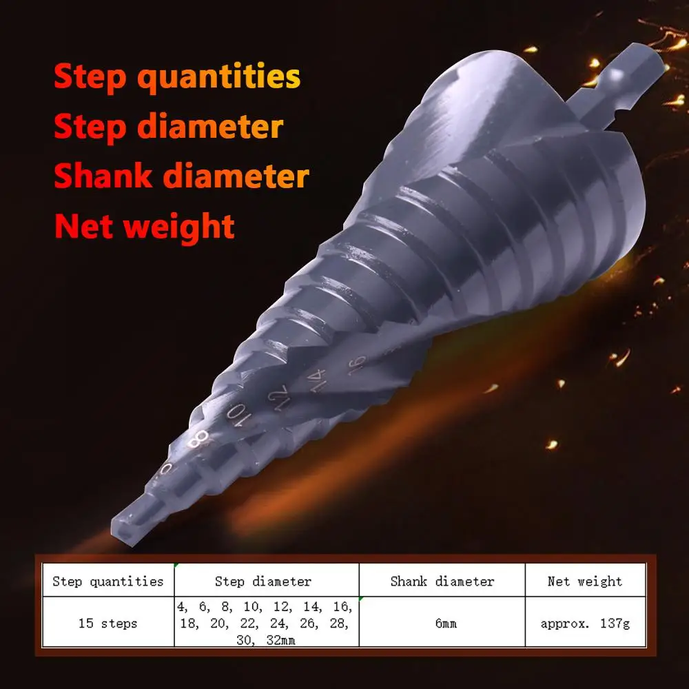 1 шт. спиральное ступенчатое сверло из быстрорежущей стали 4 12/20/32 мм|Сверла| |