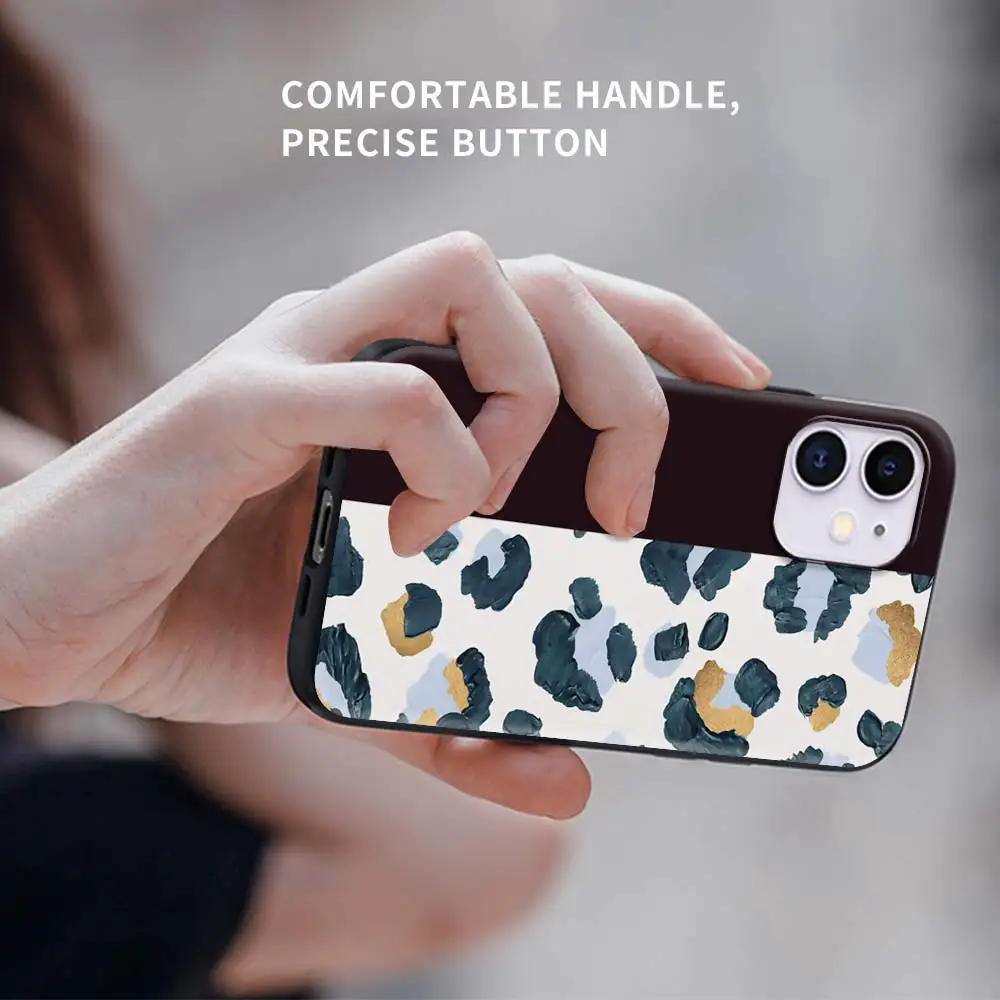 

Black Silicone Phone Case for Apple iPhone 11 7 12 Pro XR X XS Max 6 6S 8 Plus 5 5S SE Soft Back Cover Leopard Print Dot