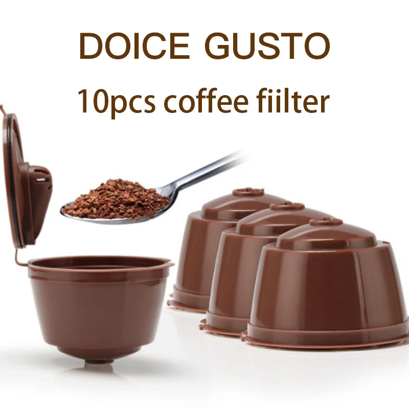 

10pcs Refillable Coffee Capsule Pods Reusable Coffee Filter Cup Brush Spoon Kit Accessory For Coffee Machine Supplies Cafe Tools