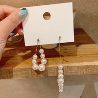 silver needle female korean design sense temperament lady pearl tassel asymmetric long fashion earrings jewelry