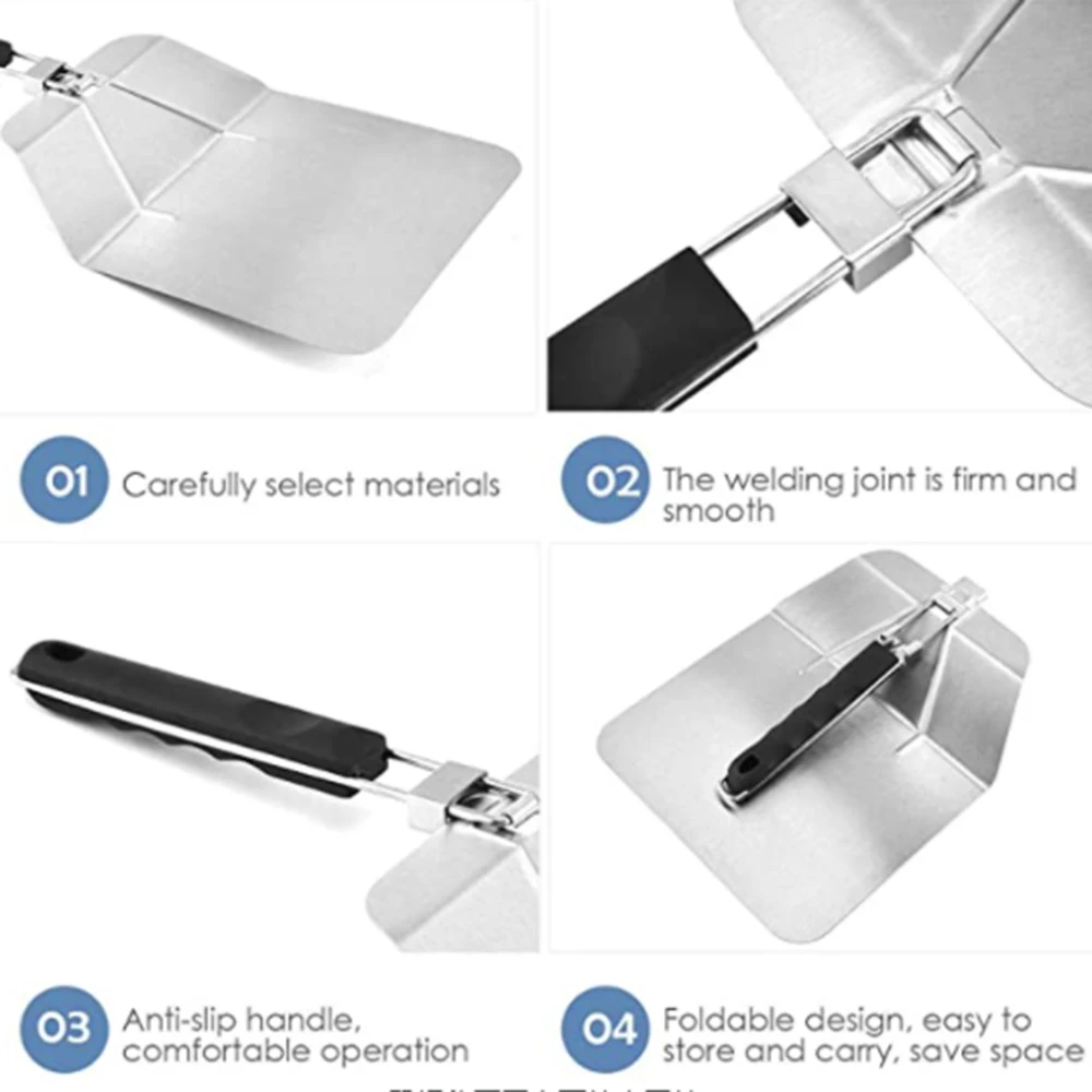 1 шт. лопатка для пиццы из нержавеющей стали со складной ручкой Нескользящая Для