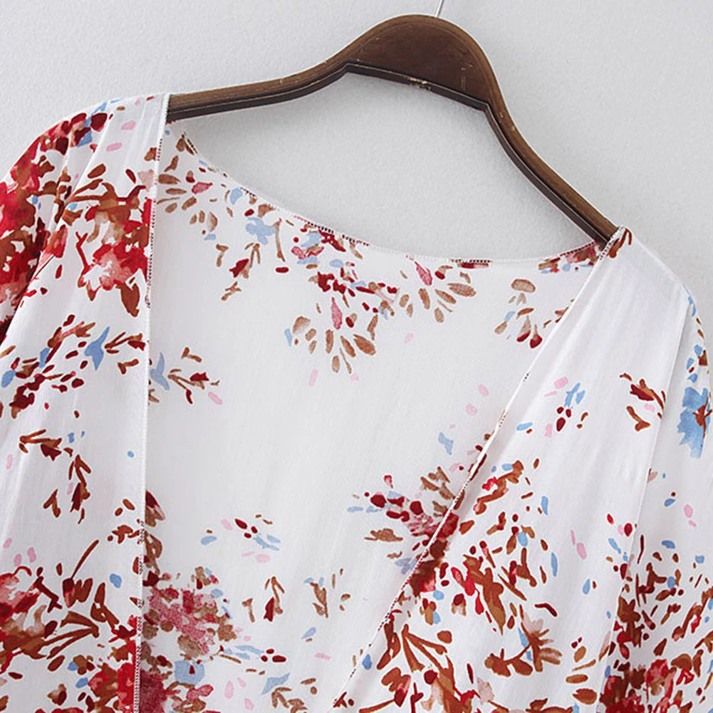 Женское повседневное винтажное кимоно кардиган длинное шифоновое с вязаным