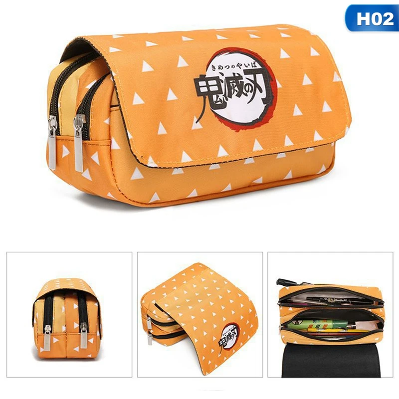 

Pencil Case Demon Slayer Holder Pouch Holder Box Organizer Anime Stationery Large Capacity Makeup Bag Zipper Canvas Pencil Box