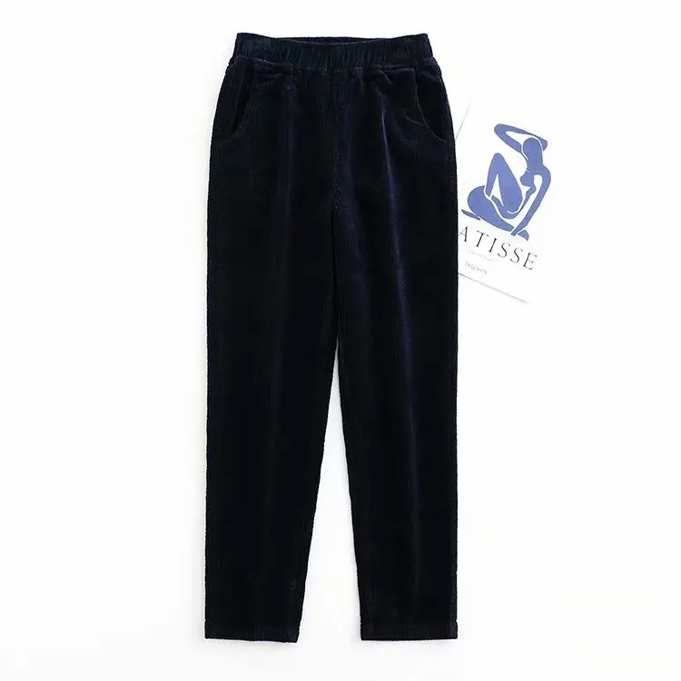 

2020 New Fashion Slim High Waist Harem pants Casual Loose Pocket Corduroy Solid Long Pants Autumn Winter