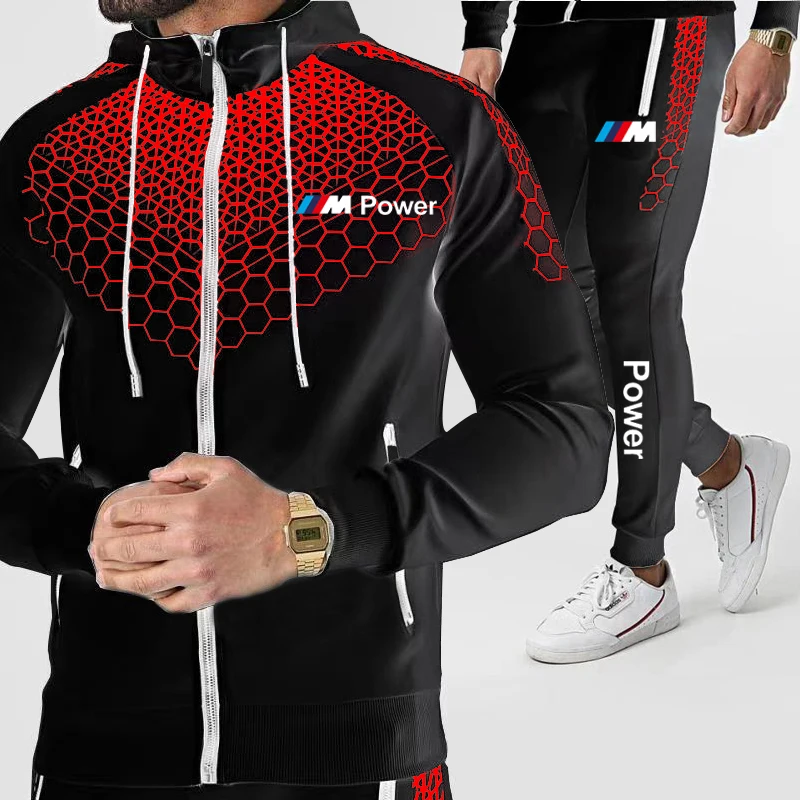 

New Men's Fashion Casual Sports Suit Printed Sportswear Men's Warm Suit Sports Suit Cotton Hoodie + Pants Sportswear 2021