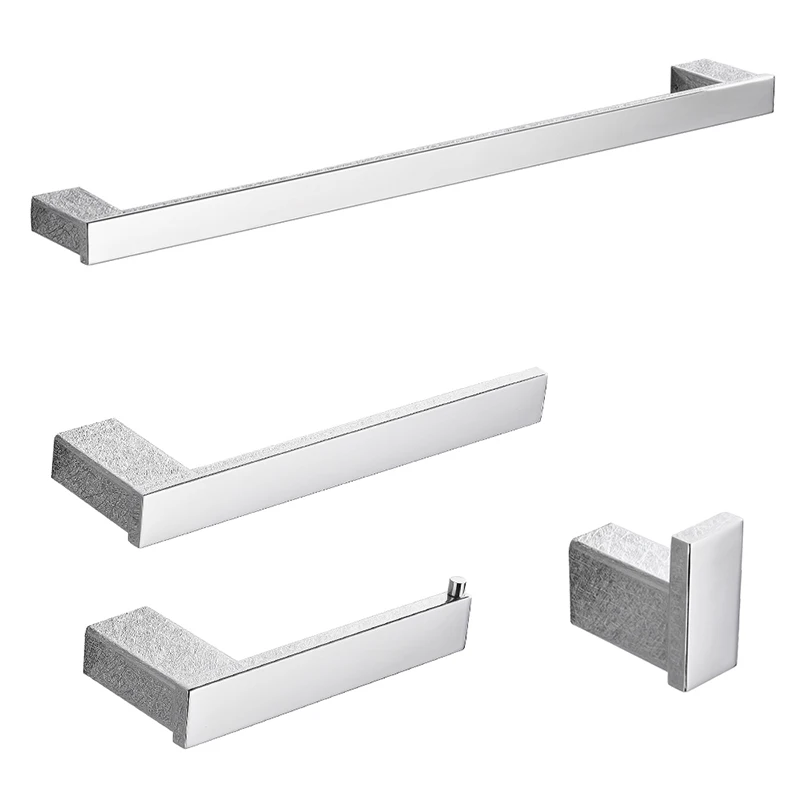 4 piece Bathroom Set Набор аксессуаров для ванной комнаты хромированный крючок для халата полотенцесушитель стойка для полотенец башня барная полка держатель для бумажной ткани аксессуары для ванной комнаты настенное крепление - Цвет: 4 piece Bathroom Set
