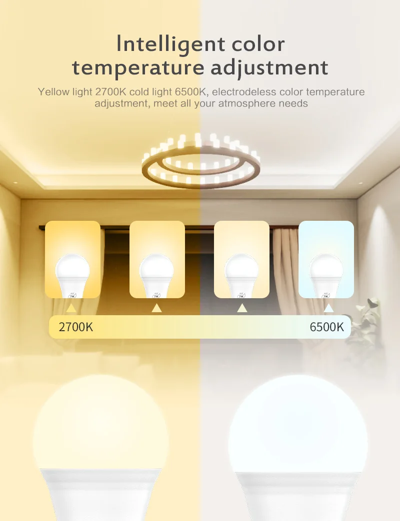 7 Вт WiFi умная лампа-светильник BT Mesh Net светодиодный RGB лампа работает с IOS / Android APP Home