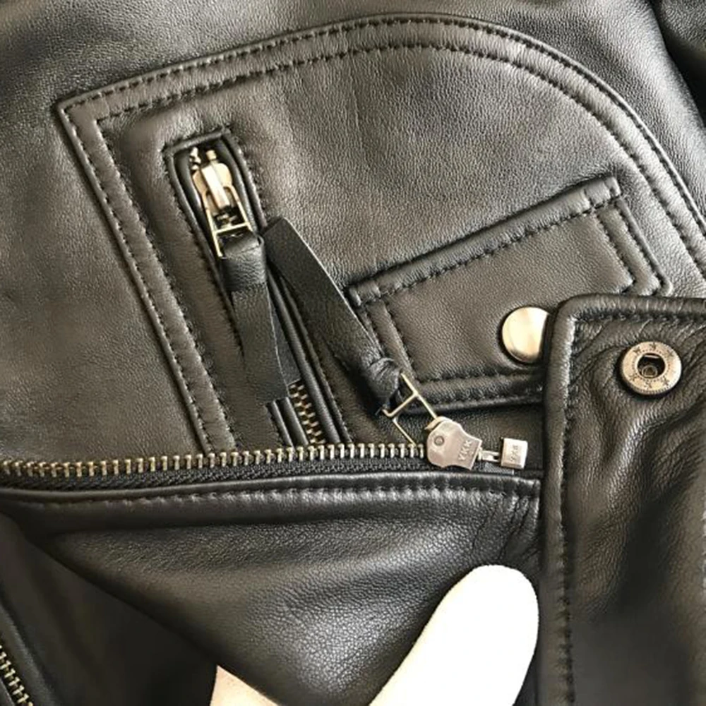 JAZZEVAR 2023 New High Fashion Street Women Real Sheep Skin Leather Jacket Red Genuine Leather short Slim fit Motorcycle Jackets