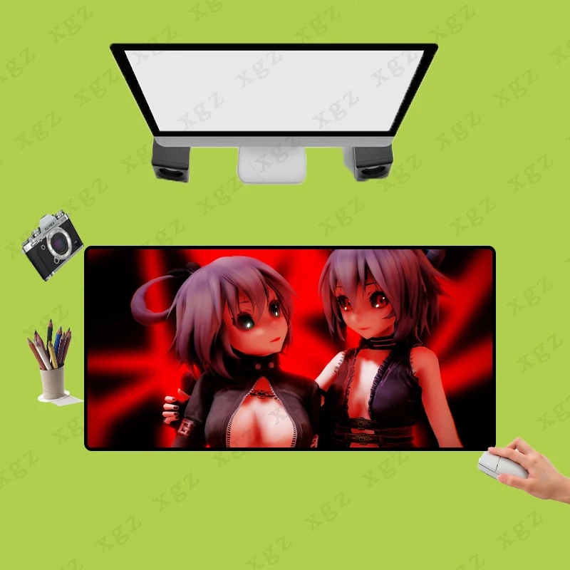 

XGZ Anime Two Red Sexy Girls Computer Desk Mat Large Gaming Mouse Pad Black Exquisite Seam Speed Rubber Anti-skid XXL