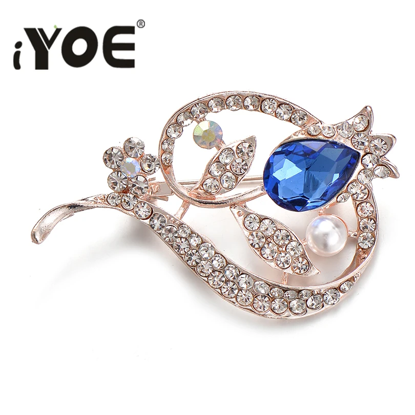 IYOE классический кристалл розы Брошь булавка Имитация Жемчужный Букет Броши для