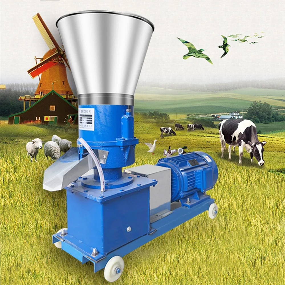 100kg/h-200kg/h Pellet Mill Multi-function Feed Food Pellet Making Machine 220V/ 380V Household Animal Feed Granulator