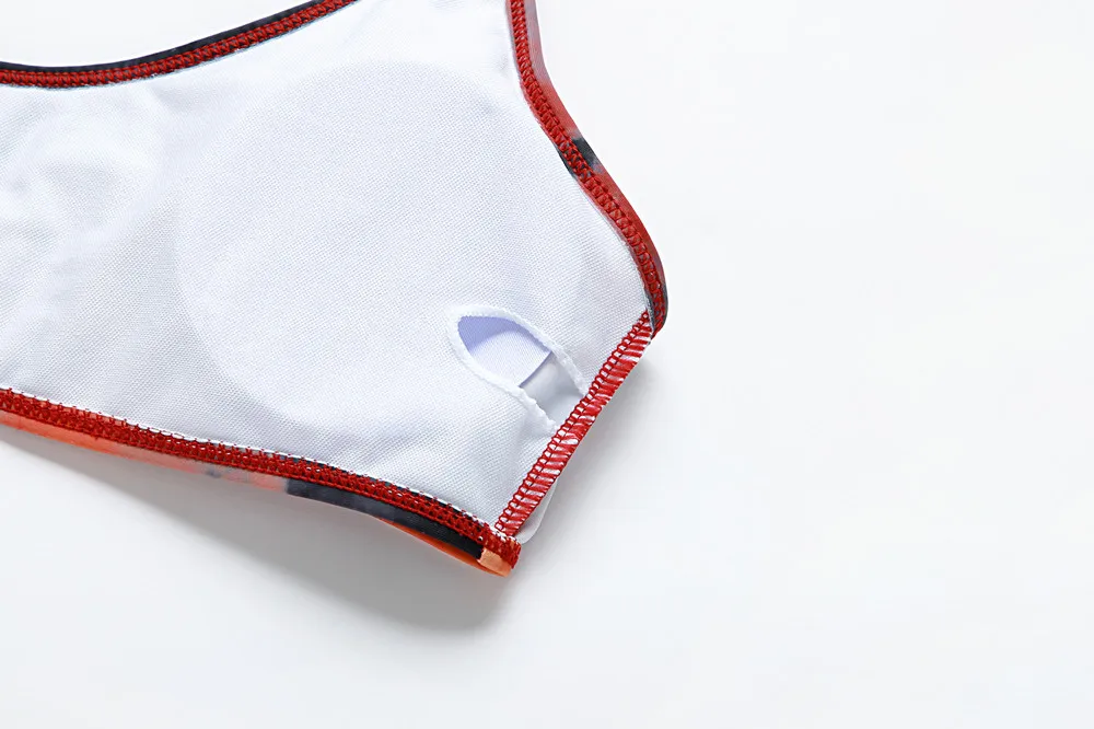 

Sexy Spaghetti Strap Vest Bikinis Women Printed Three Piece Swimsuit High Waist Swimdress Bathing Suit Beachwear Push Up Bikini