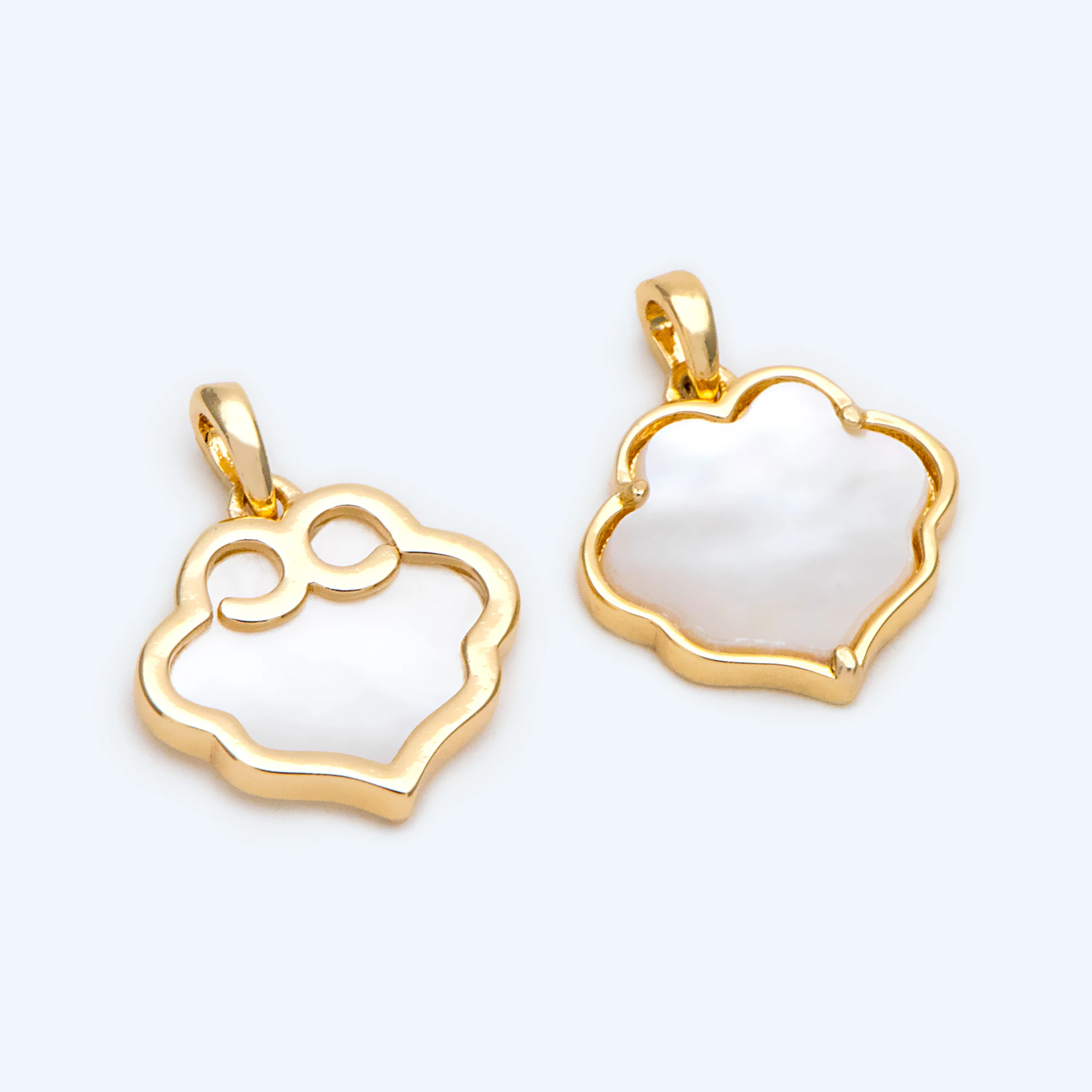 

4pcs Shell Paved Cloud Charms, 18K Gold Plated Brass, For Jewelry Making Diy Material Supplies (GB-2390)