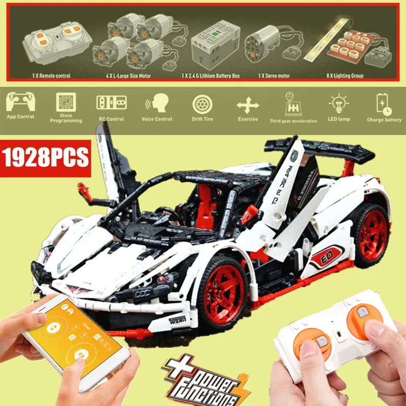 Новый MOC APP RC управляемый гоночный автомобиль ICARUS fit technic city Motor power Up Функция