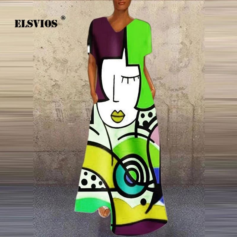 

Женское Повседневное платье с коротким рукавом и V-образным вырезом