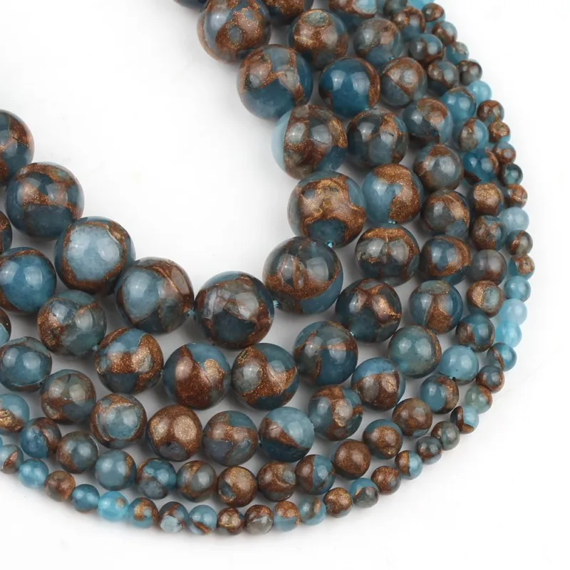 Круглые бусины разделители из натурального голубого озера для изготовления