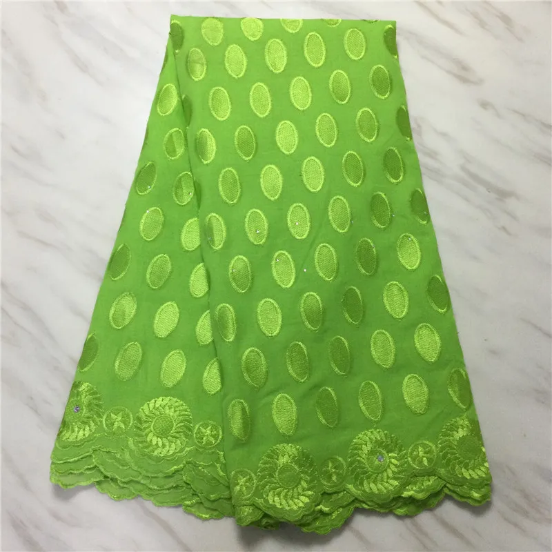 

High Quality Nigerian 100% Cotton Embroidery Swiss Voile Lace In Switzerland With Stones African Lace Fabric For Wedding 5Yards