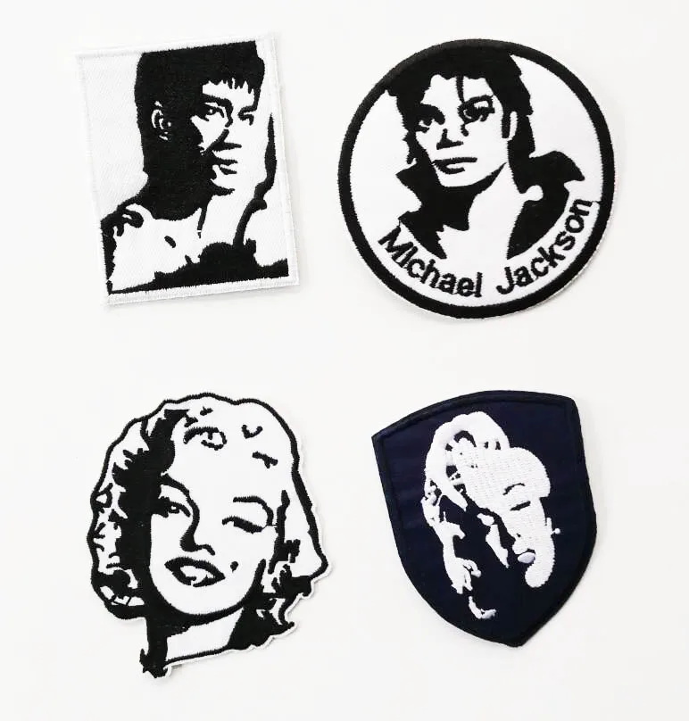 Брюс Ли Мэрилин Монро Джексон рисунок гладить на нашивки значки аппликация
