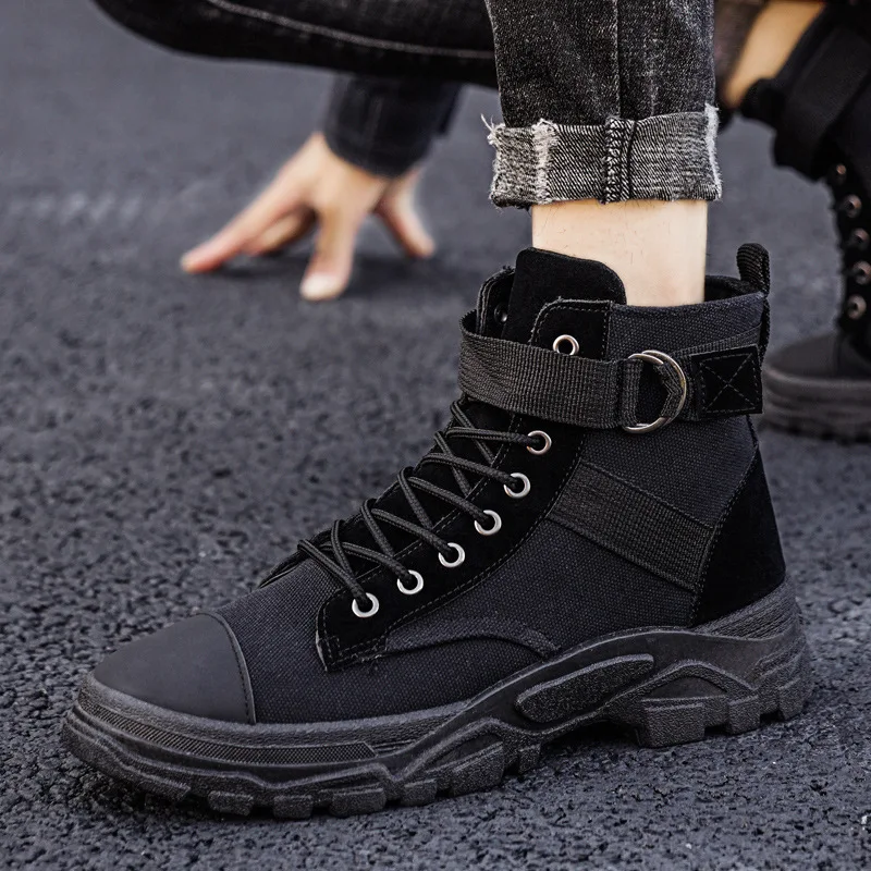 

2021 Early Autumn New Street Style Men's Boots Breathable Low Heel Casual Motorcycle Boots with Platform Fashionable for Daily