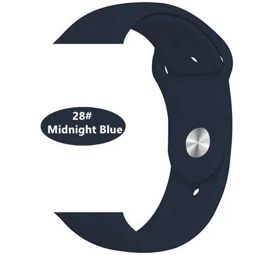 deep blue 28 Новые спортивные силиконовые часы для apple watch band 4 44 мм 40 мм(iwatch 5) apple watch 3 2 1 42 мм 38 мм аксессуары для наручных браслетов - Цвет ремешка: deep blue 28