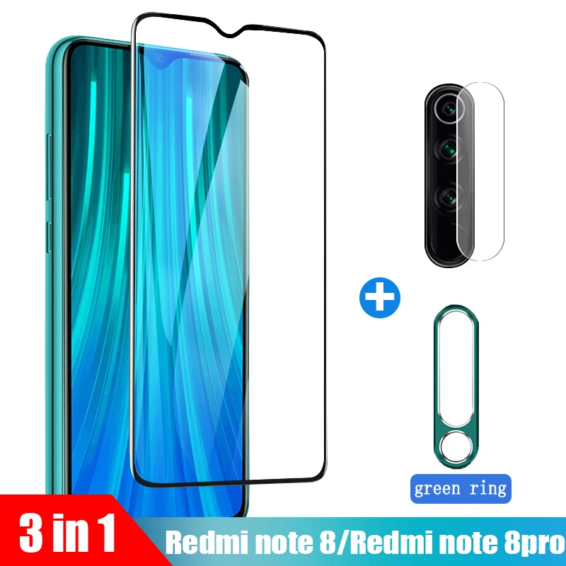 3 в 1 закаленное стекло для Xiaomi Redmi note 8 note8 pro пленка объектива и кольцо Стекло