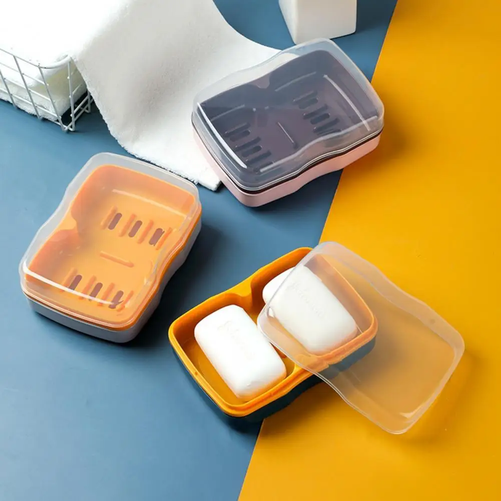 

40% Hot Sales!!! Soap Holder with Lid Double Layer PP Home Drainage Design Soap Box for Bathroom